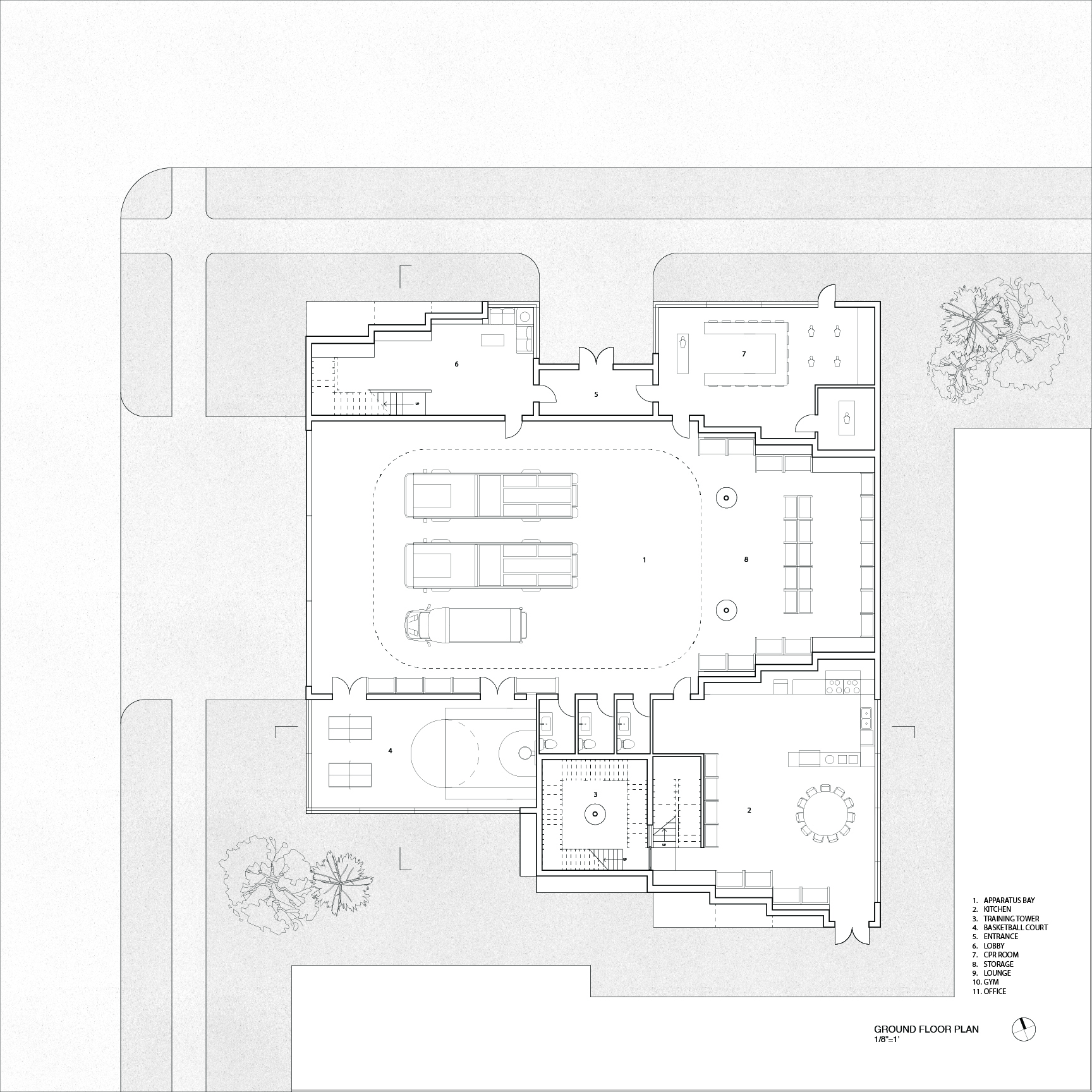 Floor plan of Fire Station.